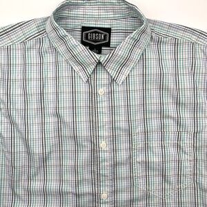 Gibson‎ Men's Short Sleeve Button Up Multicolor Striped Casual Shirt Pocket